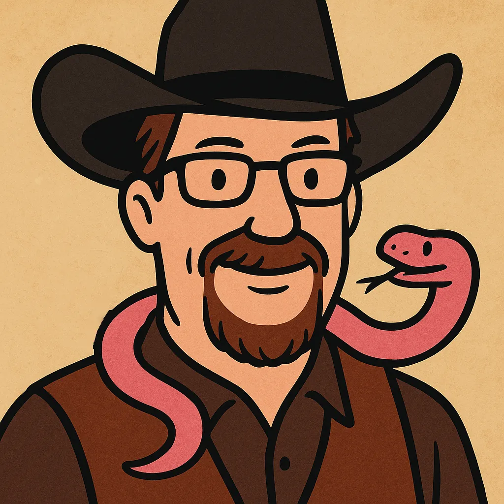 Shawn with a snake cartoon